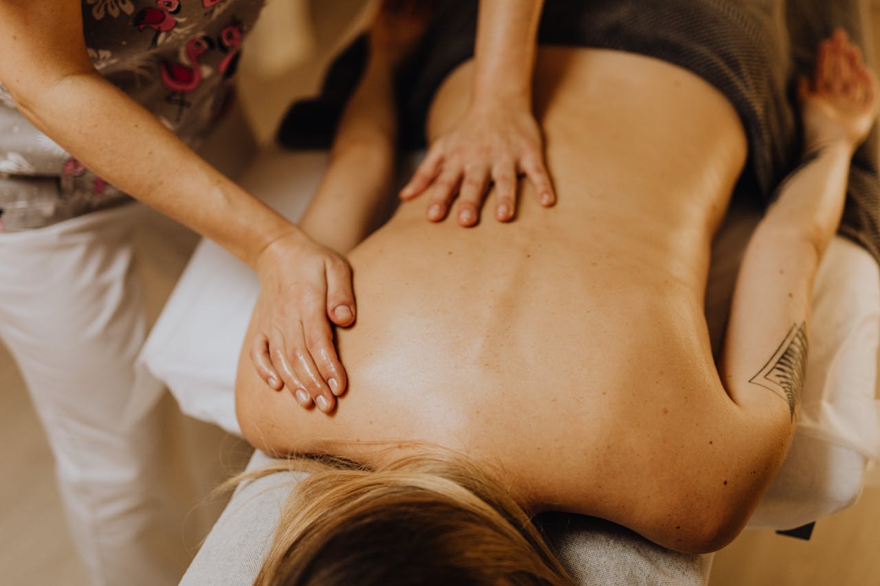 A soothing massage therapy session providing relaxation and stress relief.